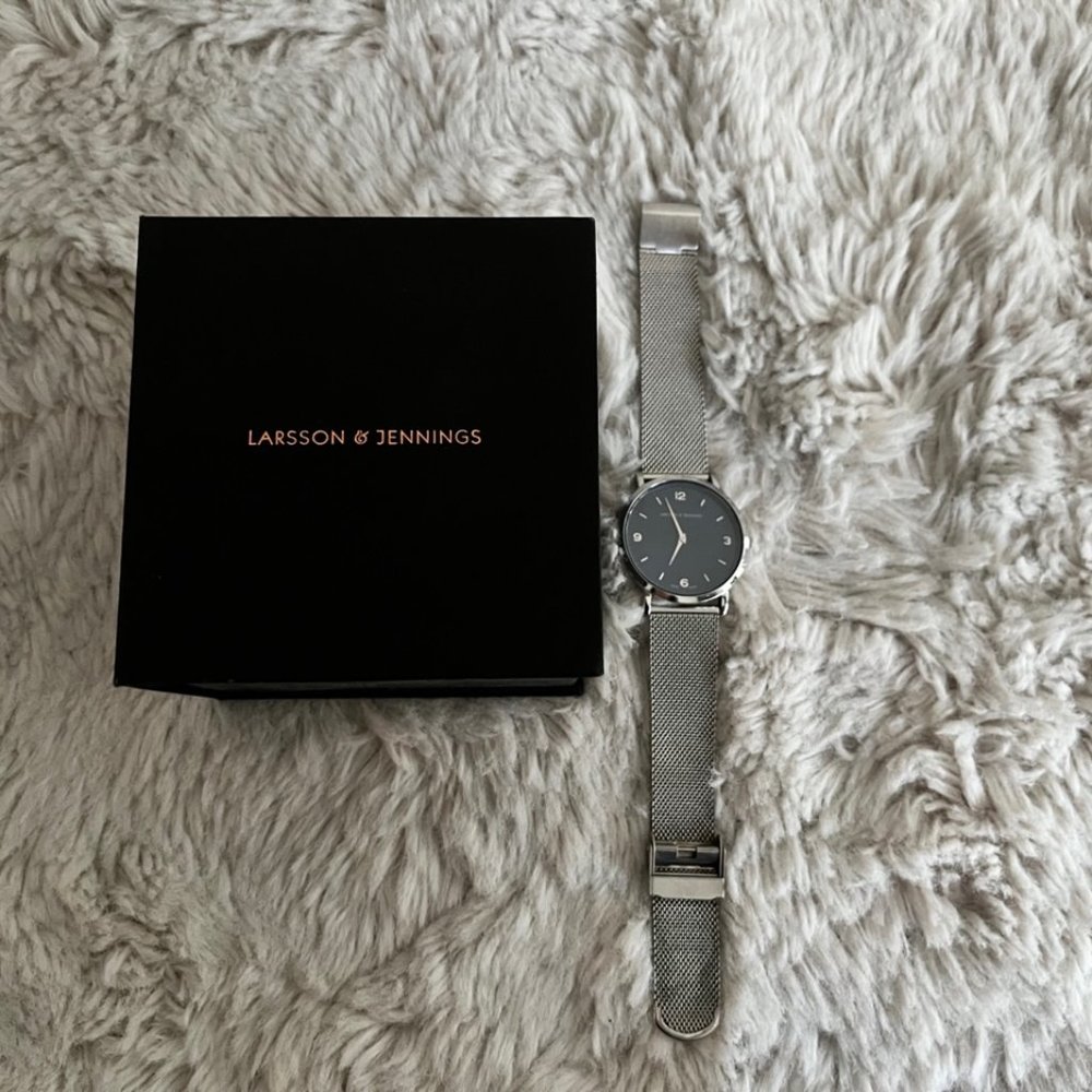LARSSON & JENNINGS Lugano 38mm Navy Silver Milanese Watch